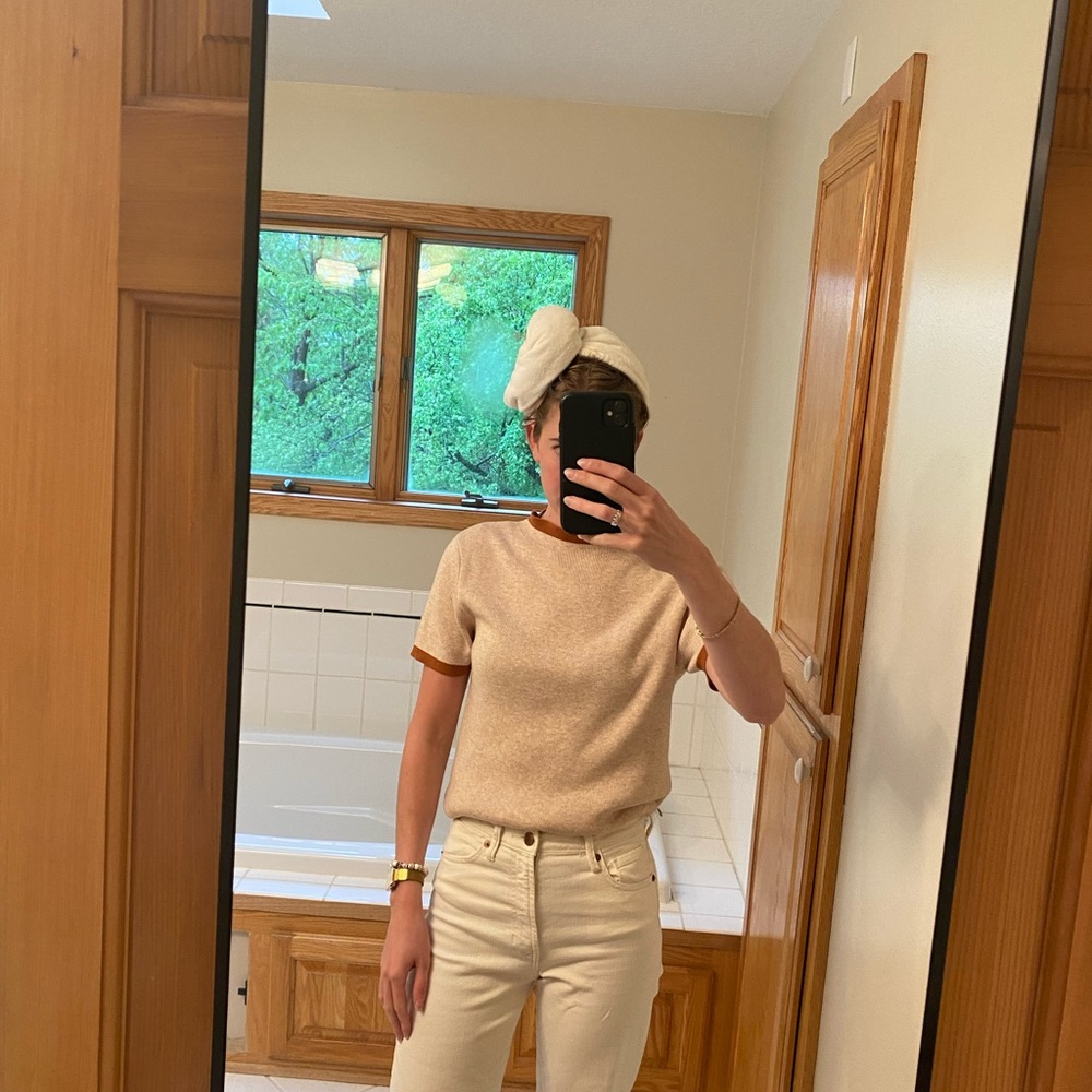 Roolee Cream and Brown Knit Top
